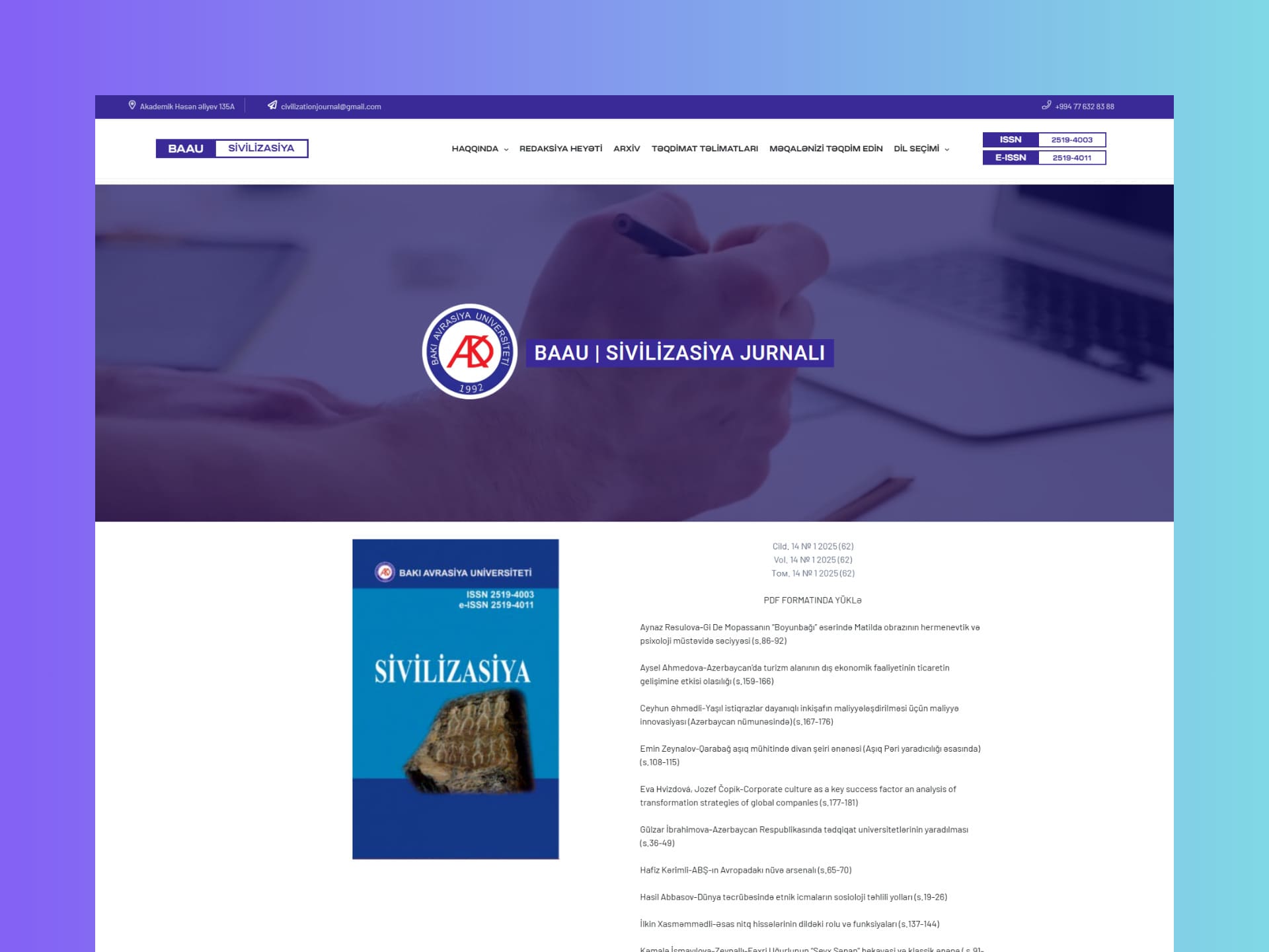 Bakı Avrasiya Universiteti Sivilizasiya Jurnalı
