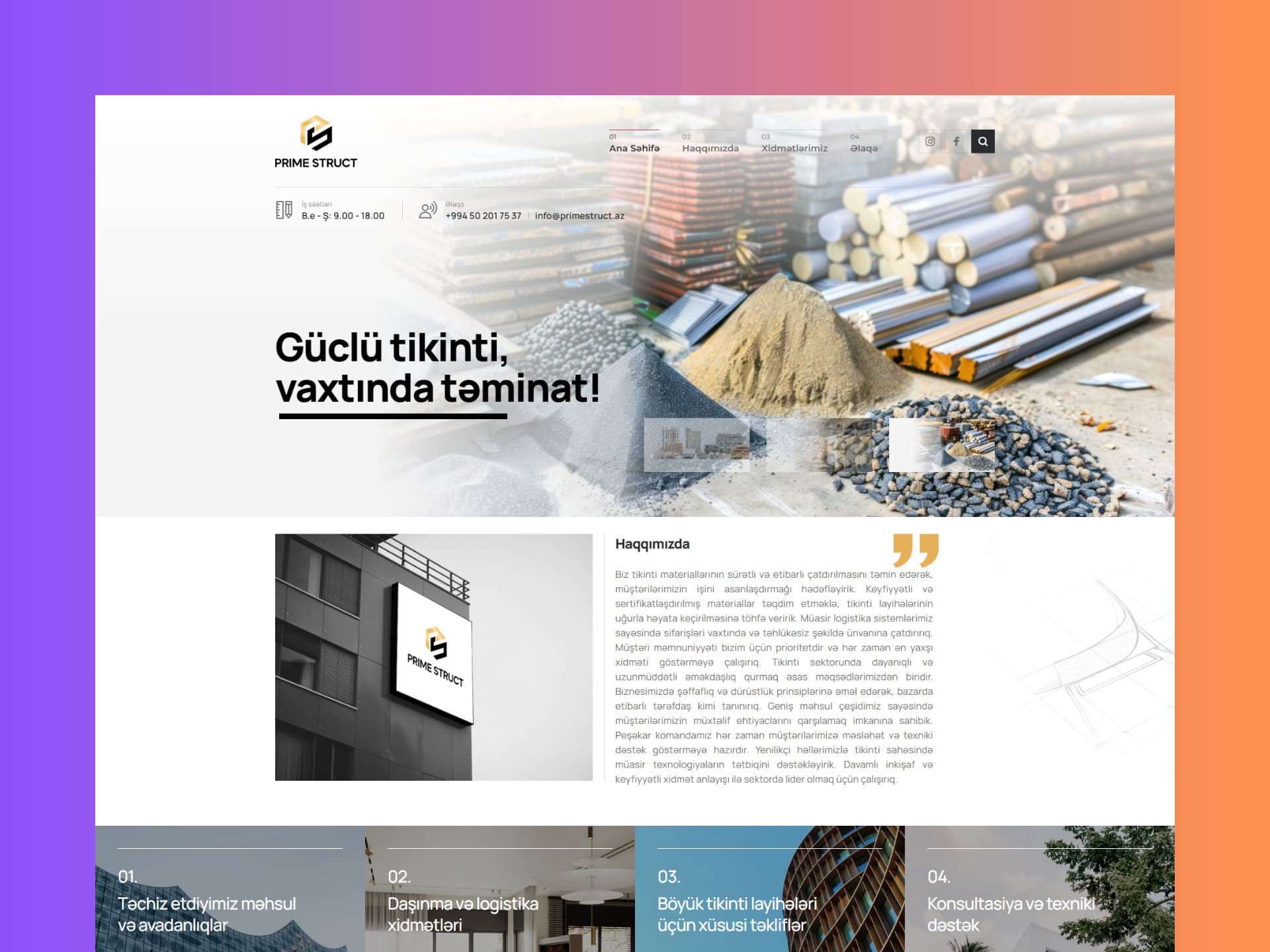 Prime Struct - Tikinti Materialları Logistika - Nora.az Layihəsi